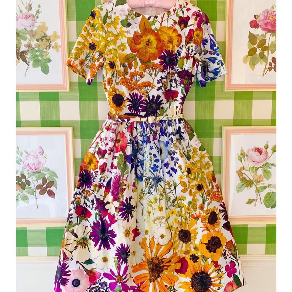 Oscar de la Renta floral pressed flowers dress